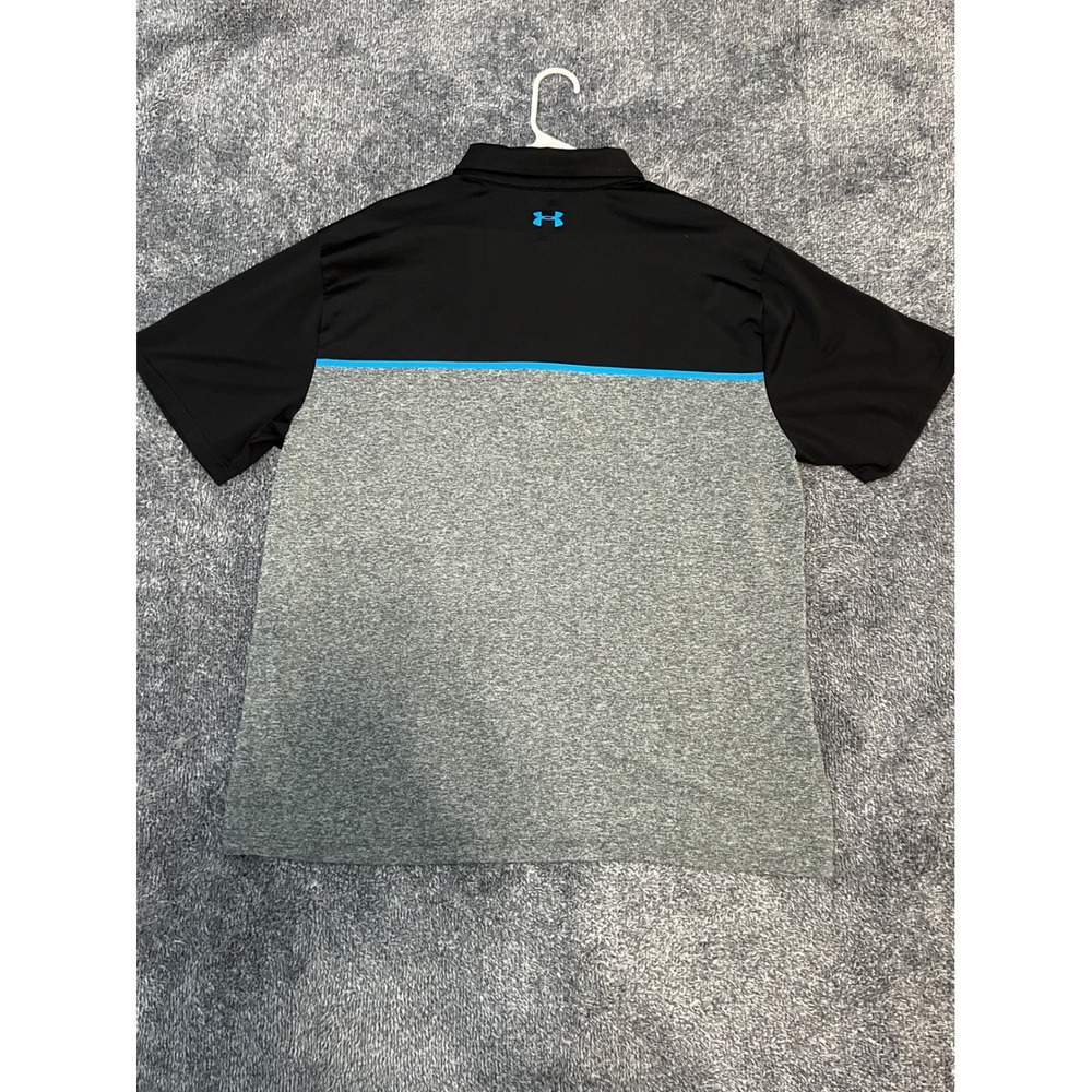 Under Armour Mens Playoff Polo Shirt XXL Black Grey Blue Colorblock 1327037-019 - Picture 12 of 13